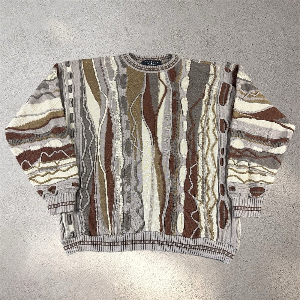 Vintage Protege 3D Knit Sweater Men's Sz XL Coogi Style Acrylic 90s